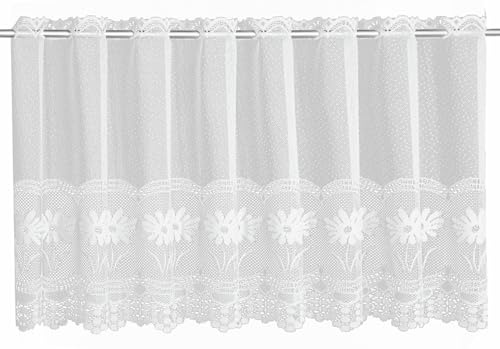 Sehlbach Bistrogardine Jacquard Blumen, Weiß, 130 x 45 cm Bistrogardine, Jacquard Blumenmuster, Lichtdurchlässig, Einfache Dekoration, Elegante Note, Feine Struktur