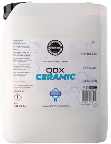 Infinity Wax QDX Ceramic Detailer 5L - quick detailer SiO, alto brillo y suavidad, sellador en spray, protección hidrofóbica duradera, seguro en cerámicos, aplica con spray y paño.