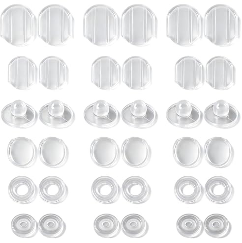36 pezzi di cuscinetti in silicone per orecchini, comodi cuscinetti per orecchini trasparenti, 6 misure di protezione per lobi per clip per orecchini