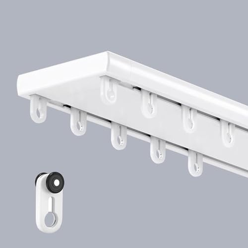 Rail à Rideaux Tringle Rideau Double Rideau Rail Plafond Aluminium 100cm 120cm 150cm Tringle à Rideaux Silencieuse à Rails à Double Rangée pour Chambre à Coucher ou Hôpital Salon(Blanc,1.5m)