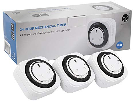 M EGA MEGACUBE 24 Hour Square Mechanical Timer, Plug-in Time Controller - White - 3 Pack