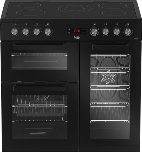 Beko KDVC90K 90cm wide Electric Range Cooker with Ceramic Hob - Black - A/A Rated