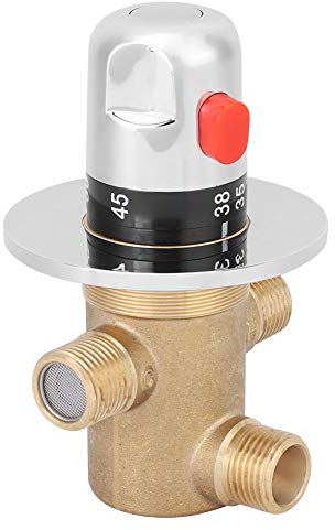 G1/2in 3 Way Messing Thermostatisches Mischventil Wasserhahn Temperatur Mischer Control Badewanne Ventil Verdeckte Solarwarmwasserbereiter Rohr Becken Thermostat Control Rührventil Home Bad