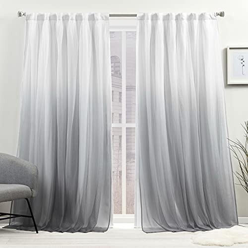 Exclusive Home Crescendo Lined Room Darkening Blackout Hidden Tab Top Curtain Panel Pair, 52x84, Grey, Set of 2