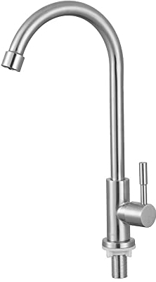 Robinet Cuisine, Mitigeur Cuisine en Acier Inoxydable, Rotatif à 360° Robinet Evier, Vertical, pour Éviers de Cuisine, Jardin (Simple Froid)