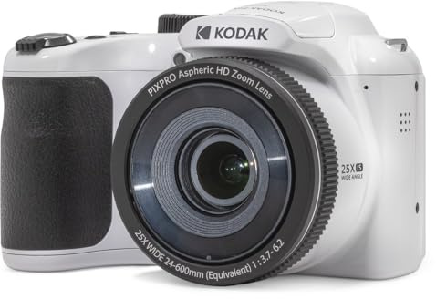 KODAK Pixpro Astro Zoom AZ255 -16MP Digital Bridge Camera, 25X Optical Zoom, 1080p HD Video, 24mm Wide Angle, Optical IS, 3-Inch LCD Screen, AA Battery - White (Renewed)