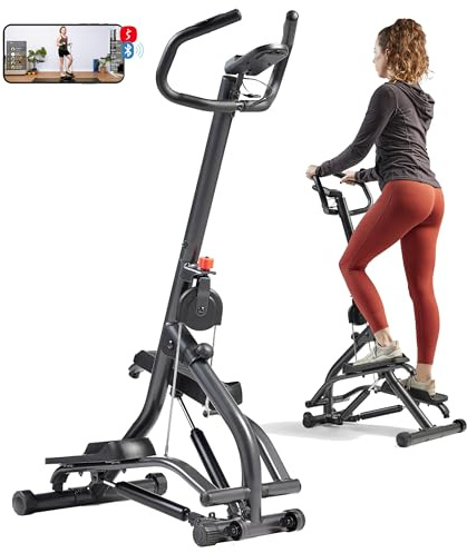 Sunny Health & Fitness Stepper per scale con manubrio, ampia gamma di gradini per esercizi di arrampicata, compatto, regolabile in altezza, a basso impatto, connettività migliorata con app SunnyFit® -