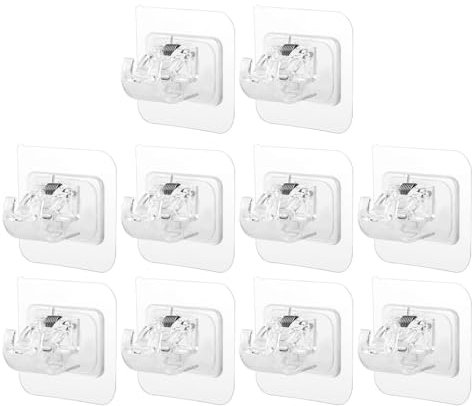 BRAVECOW 10PCS Curtain Rod Holders No Drill Self Adhesive Rod Brackets Nail Free Adjustable Curtain Hangers Self Adhesive Curtain Hooks for Home Kitchen Hotel