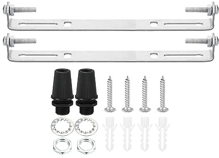 PATIKIL 150mm Techo Luz Placa Kit, 2 Juego Luz Accesorio Montaje Soporte Placa Acero Transversal Barra para Casa Oficina Colgante Pared Lámpara, con Tornillo Arandela Tuerca Kit