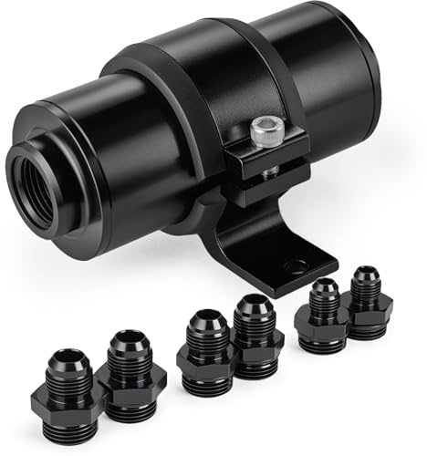 EVIL ENERGY Inline Fuel Filter 10 Micron with 6AN 8AN 10AN Adapter&Bracket Clamp 50MM Universal