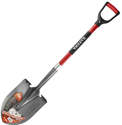 Pala de Jardinería de Alta Resistencia - 25 x 29 x 105 cm - Modelo Profesional - Capacidad Extrafuerte con Mango de Fibra de Vidrio - Cabeza Forjada - Ideal para Obra y Agricultura - Altuna