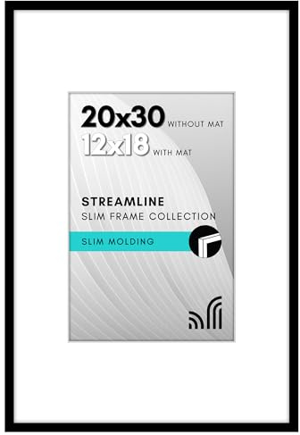 Americanflat Streamline Collection Cadre pour affiche 50,8 x 76,2 cm avec plexiglas poli – À utiliser comme cadre de 30,5 x 45,7 cm avec passe-partout ou cadre de 50,8 x 76,2 cm sans passe-partout –