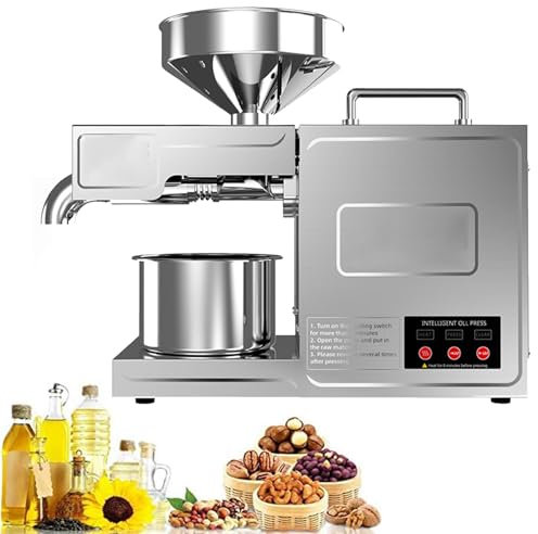 ZenSeFarin Pressa per Olio Elettrica, Macchina per l'estrazione dell'Olio in Acciaio Inox 850W, Temperatura Regolabile 0-300 ℃, Resa in Olio Elevata per Spremere Arachidi, Semi di Sesamo
