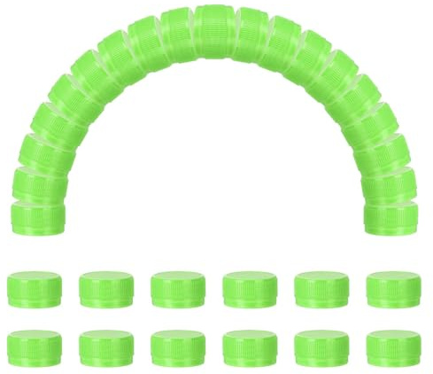 sourcing map 50pcs Plastic Bottle Caps, 30mm Bottle Screw Lid Top Water Bottles Top Cap for DIY Development Imagination Intelligence Craft Scrapbook Creative Gifts, Bright Green