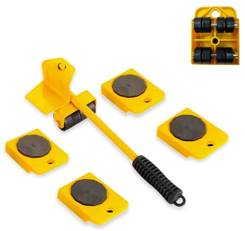 Transportador de Mobiliario. Elevador de Carga con Ruedas. Herramienta de Elevación de Muebles. Ruedas para Transportar en Hogar, Mudanzas, Almacén. Set de Transporte de Objetos hasta 150 Kg.