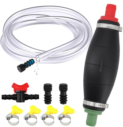 lafo Pompa manuale per il trasferimento di liquidi come benzina, diesel, olio, acqua – XL pompa di riempimento con funzione sottovuoto, tubo in PVC resistente al carburante da 2 m, con tappo e