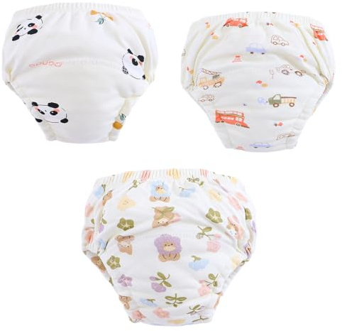 OIXEYA 3er Pack Töpfchen-Trainingshosen, Kinder Töpfchentraining Unterwäsche für Jungen und Mädchen, Baby-Kleinkind-Trainingshosen, Baumwolle, Waschbar und Wiederverwendbar, Geeignet für 12-16kg