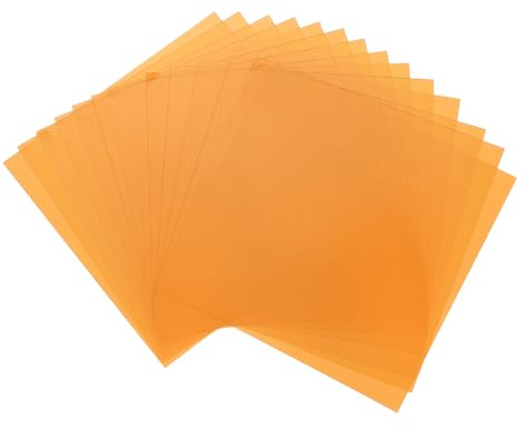 QUARKZMAN 14 st färgglada plastark, transparent film bärnstensgel färgkorrigeringsfilter vattentät 2 x 2 tum ark för gör-det-själv hantverk, LED-belysning, foto (orange)