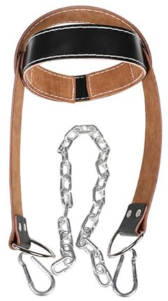 DOITOOL Arnés de Entrenamiento de Fuerza para Cuello Negro de Cuero Ajustable Cadena de Acero, Acolchado Extra Ancho para Gimnasio y Ejercicios de Levantamiento de Pesas