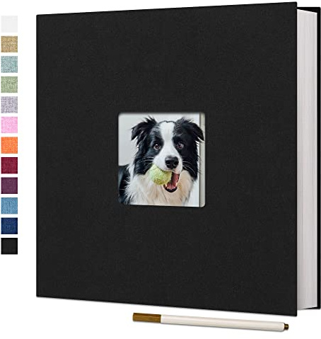 Vienrose Large Photo Album Self Adhesive for 4x6 8x10 10x12 Pictures Linen Scrapbook Album DIY 40 Blank Pages with A Metallic Pen