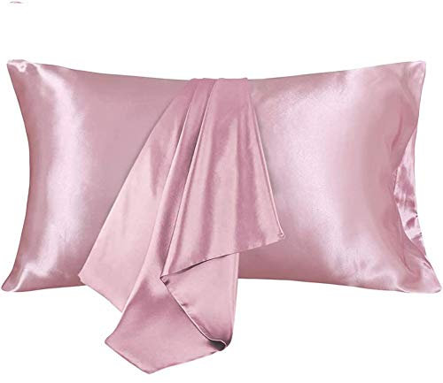 CoutureBridal® Satin Kissenbezug 40 x 80 cm Rosa Doppelpack hochwertige Kissenhülle Kopfkissenbezug 40x80 aus Mikrofaser,2 Stück Kissenbezug Set für Haar - und Hautpflege