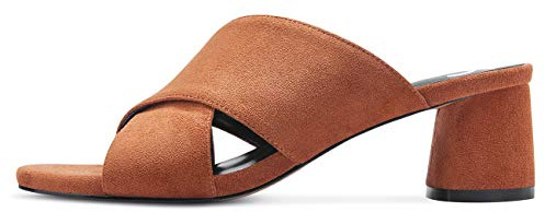 Castamere Scarpe col Tacco Donna Peep Toe Sandali Slingback Tacco a Blocco 5 CM Marrone Scamosciato Scarpe EU 36.5