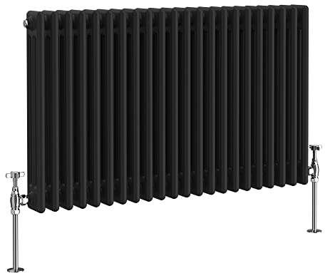 NRG 600 x 1010mm Black Radiator Traditional 3 Column Horizontal Central Heating Cast Iron Rads