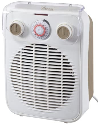 ARDES | AR4F10TI Termoventilatore a Filo CHRONOS, Stufetta Riscaldante 2 Potenze Eco/comfort, Termostato Temperatura Ambiente, Stufetta Scaldino Portatile con Timer 24H e Sicuro Contro I Liquidi