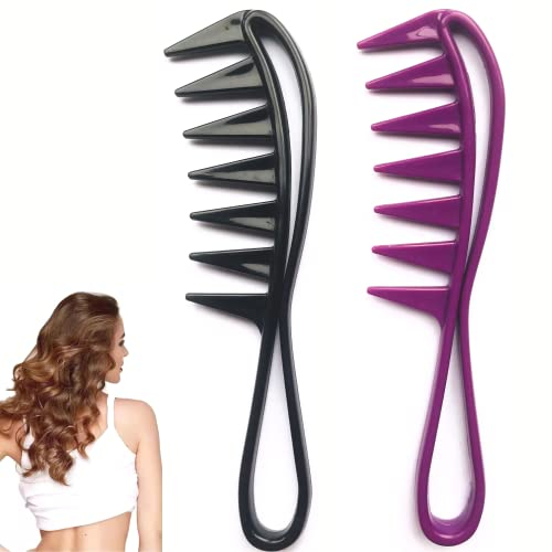 Peigne Cheveux Dent Large Pour Démêlant Cheveux Bouclés, Lisses, Frisés, Afro, Barbe Antistatique, Résistant À La Chaleur À Coiffure Professionnel, Brosse Homme, Femme Ou Enfant (VIOLET)