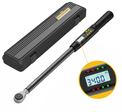 TAGVIT Digitaler Drehmomentschlüssel 1/2 Zoll, ± 2% Fehlergenauigkeit, 17-340 Nm Drehmomentschlüssel mit Summer und LED-Anzeige für Fahrrad Motorrad und Auto Reparatur