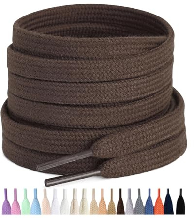 Stepace 2 Pares Cordones Planos de 100% algodón 8 mm de Ancho Cordones para Zapatillas y Zapatos Deportivas Marrón 120