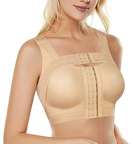 DABAOK Brasier Riduttore Donna Brasier Sportivo Compressione Fibbia Frontale Brasier Yoga Taglia Grande Reggiseno Sportivo Corsa, beige, XXX-Large
