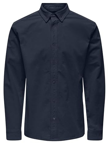 ONLY & SONS Men's Onsmichael 18w Reg Cord Stretch Ls Shirt Long Sleeve, Blazer Navy, L