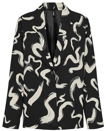 ONLY Onlnova Life Elite L/S Pimo Blazer, Black/AOP:587 Yoko, M para Mujer