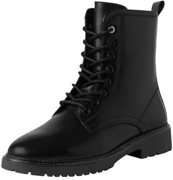 MARCO TOZZI Damen Stiefeletten zum Schnüren aus Leder mit Reißverschluss, Schwarz (Black), 40 EU