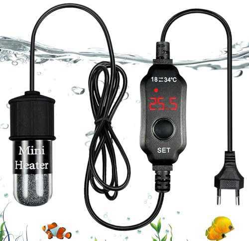 BORDEAG Mini calentador de acuario, 10 W, USB, con indicador LED, regulador de temperatura externo para acuarios, mini barra de calefacción, calentador para acuarios de 2 L