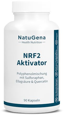 NatuGena NRF2 Aktivator Quercetin, 100 mg Sulforaphan aus 1000 mg Brokkoli-Extrakt pro Tagesdosis, Trans-Resveratrol, 90 Kapseln (30 Tage Packung)
