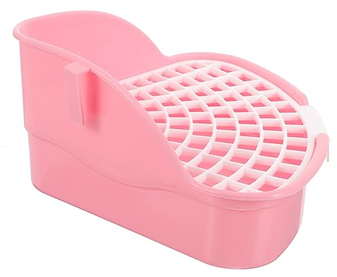 MERRYHAPY Arenero Triangular para Conejos Borde Antisalpicaduras, Bandeja Desmontable De Plástico Rosa, Tamaño Compacto para Entrenamiento Interiores De Mascotas Pequeñas