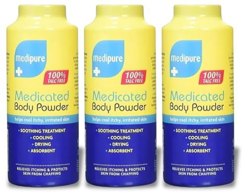 MEDIPURE Medicated Baby Powder 3-Pack (600g) | 100% Talc-Free | Gentle Anti-Itch & Moisture-Absorbing Powder for Delicate Skin | Soothing Alternative to Talcum Powder, Cuticura, Daktarin & Lanacane