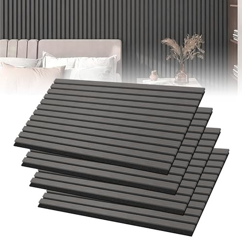 Froadp Juego de 4 paneles acústicos de pared de chapa de madera, 120 x 60 cm, revestimiento de láminas recortables, paneles acústicos de madera para salón, estudio, oficina, antracita