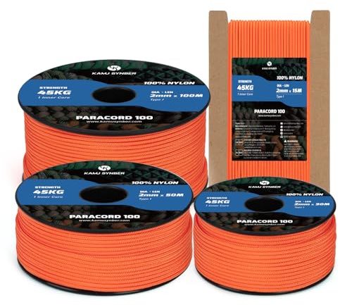 2mm Paracord 15m 100% Nylonrep 1 Tråd Typ I Snöre Cord | Stöd 45kg(100lbs), 100% Nylon, Camping, Armband, Utomhus, Durable