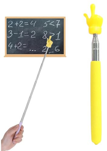 WeddHuis 1 Unidad telescópico retráctil de Acero Inoxidable, Puntero de Mano, Laser Pointer para presentaciones, Palo de Mano para Profesores de Escuela Primaria y jardín de Infancia (Amarillo)