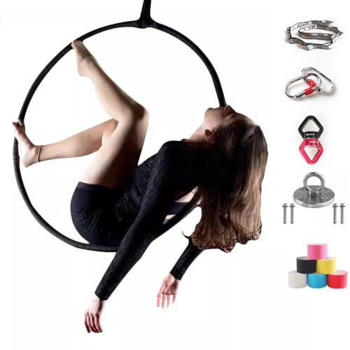 Aro de gimnasia para gimnasia aérea y acrobacia, diseño colgante de un solo punto, incluye correas de antena profesionales