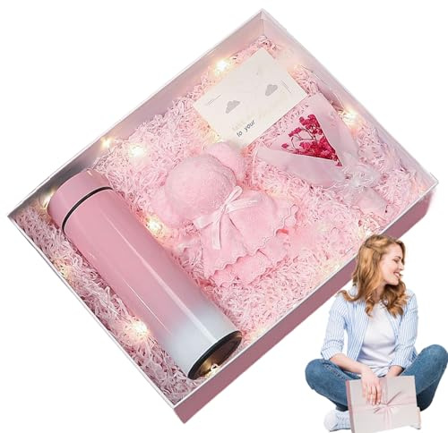 Mom Box - Adorable cesta de oso para madres, juego de 4 tazas aisladas, tarjetas de felicitación de flores, bolsa con toalla para mujeres, cumpleaños, celebración, agradecimiento, vacaciones