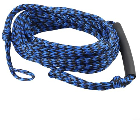 Corda di traino per barca, 18,3 m, 3K, per sci d'acqua galleggiante, per wakeboard da 3 persone, cavo di traino per ginocchiere, cavo di trazione marino ad alta resistenza (blu nero)