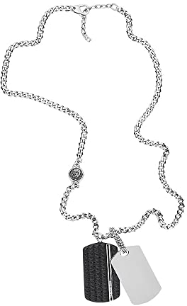 Diesel Halskette Für Männer, 60 Cm + 5 Cm Silberne Edelstahl-Halskette, DX1040040
