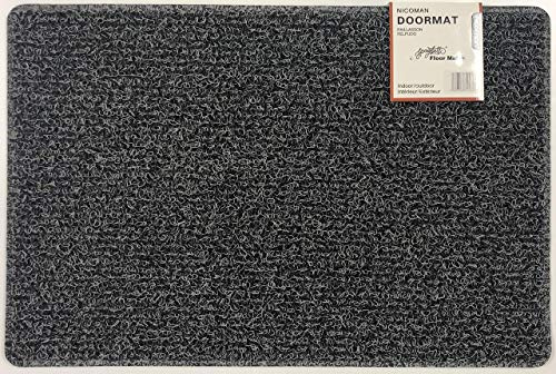 Nicoman Dirt-Trapper Barrier Door Mat Heavy Duty Outdoor Indoor Floor Matt(60x40cm,Black & Grey)