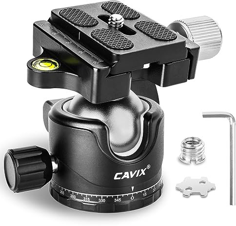 CAVIX Tripod Ball Head, H-36A Metal Ball Head Camera Tripod Head 33lbs/15kg Load with Arca Swiss Quick Release Plate for Tripod, Monopod, DSLR, Camera…