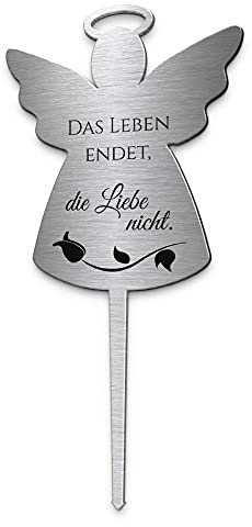 CHRISCK design Grabstecker Edelstahl Grabengel mit schönen Motiven & Trauersprüchen | Grabschmuck Engel individuell personalisierbar & wetterfest | eigene Engel Deko gestalten