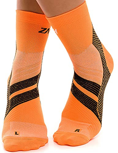ZaTech Kompressionsstrumpor för plantar fasciit, ankel stödstrumpor, elastisk sportstöd fotled ortopedisk fotled, orange/svart, 45-46